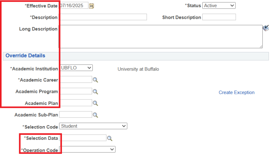 Text fields with boxes around most of the field names. 
