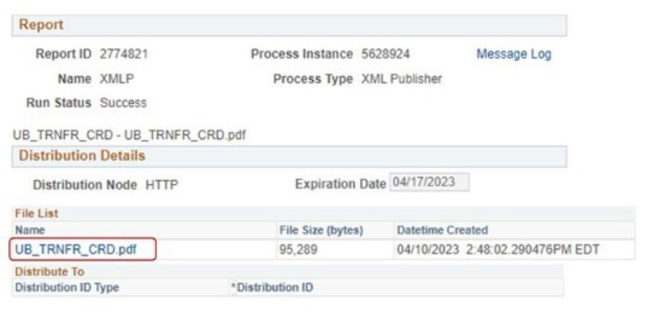 Report info with File List section and Name of file in a box. 