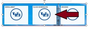 Arrow pointing to class schedules box. 