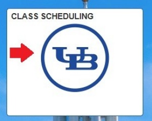 Arrow pointing to class scheduling block. 