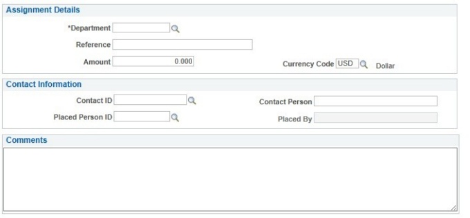 Zoom image: Assignment Details, Contact Information, and Comments sections