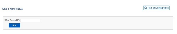 Zoom image: Add a New Value area with empty box next to "Run Control ID"