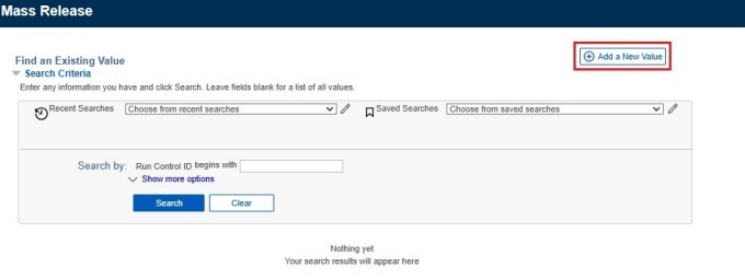 Zoom image: Find Existing Value screen, box around Add a New Value button