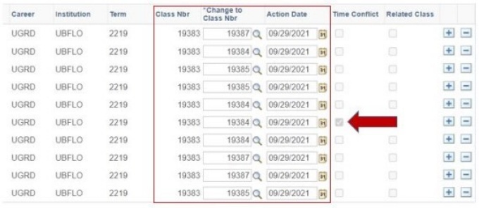 Students displayed who will be moved from Source to Target Section. 