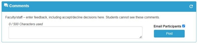 Approver comments screen and post button. 