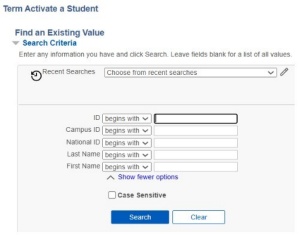 Zoom image: Find an Existing Value screen with multiple search fields and search button.