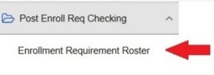 Arrow pointing to Enrollment Requirement Roster text. 