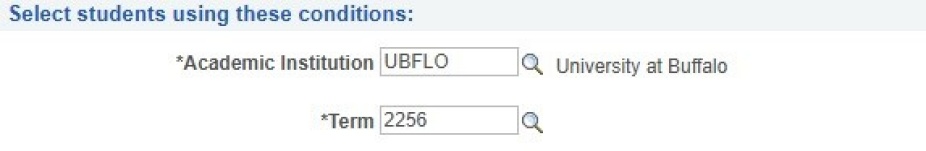 Fields for Academic Institution and Term. 