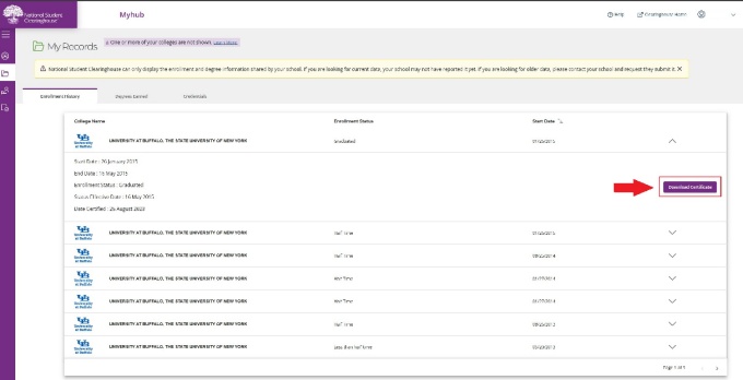 Box around "Download Certificate" with red arrow pointing to box. 