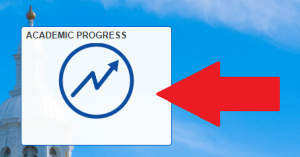 Arrow pointing to Academic Progress tile. 