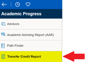 Red arrow pointing to Academic Progress block. 