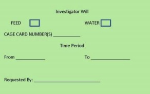Investigator card for lab animals. 