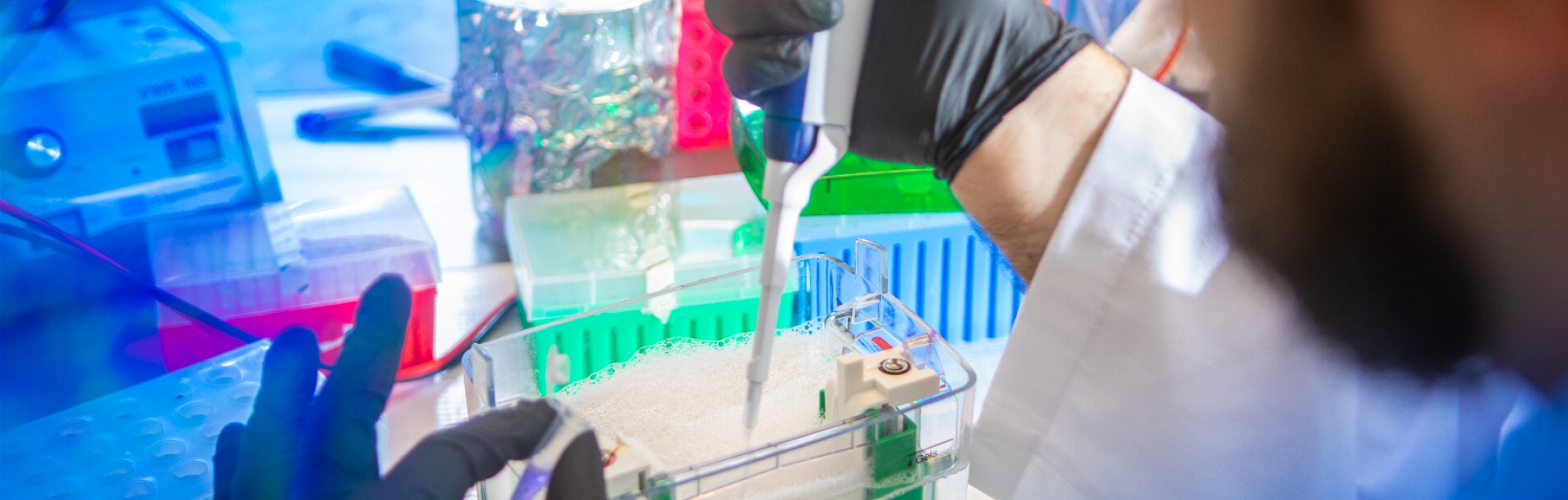 Close-up of man working in a laboratory. 