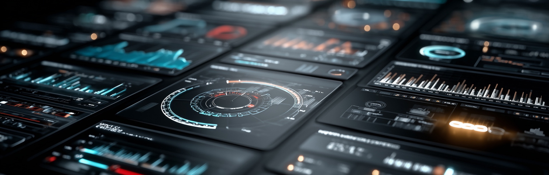 Rows of dashboard screens accessing various AI products from cyber security, data analytics, to the cloud network.