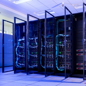The Empire AI server block photographed in December 2024 at the Center Bioinformatics and Life Sciences (CBLS) in Buffalo, NY. Photographer: Meredith Forrest Kulwicki.