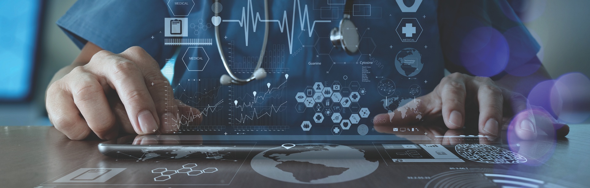 Medical professional using AI technology. 
