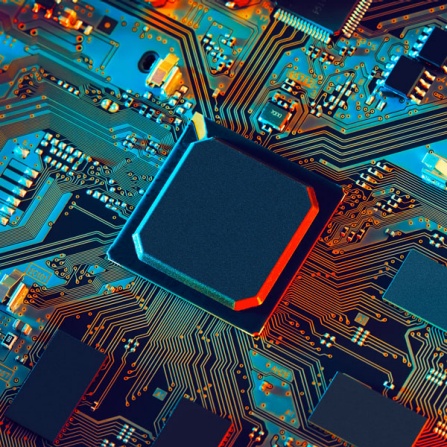 Close-up electronic circui board. 