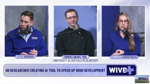 WIVB4 screenshot interview with UB researcher Thomas Grant. 