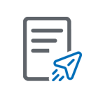 SPS submits proposal icon; paper line drawing of paper with paper airplane flying. 