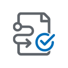 Route your proposal icon; paper line drawing of squiggly line and check mark. 