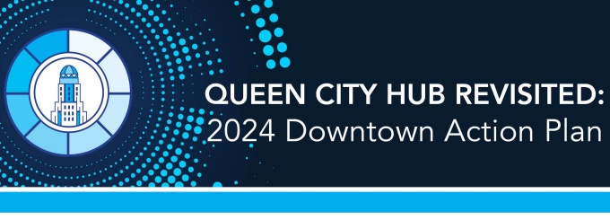 Logo for Queen City Hub Revisited Project. 