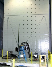 reaction wall next to shake table. 