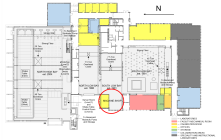 Machine shop area within the plan of laboratory facilities. 