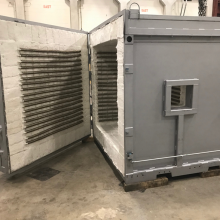 furnace with door opened. 