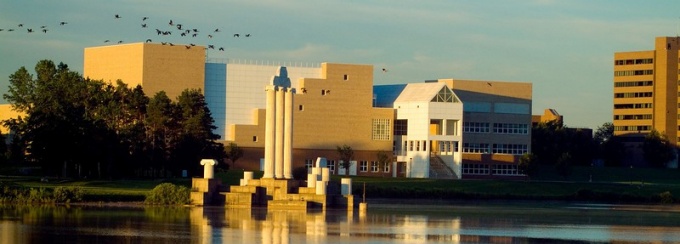 UB's North Campus, as seen from Lake Lasalle. 
