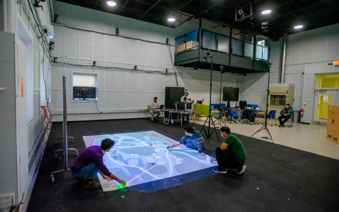 Swarm Robot in the Motion Capture Lab. 