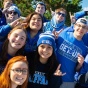 Students cheer on our UB Bulls during Homecoming and Family Weekend. 