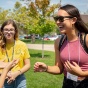 new u b students getting to know one another at orientation. 