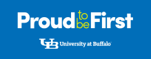 Proud to be First text logo, University at Buffalo. 
