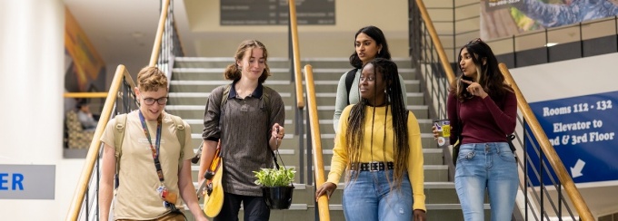 Students on the UB North Campus. 