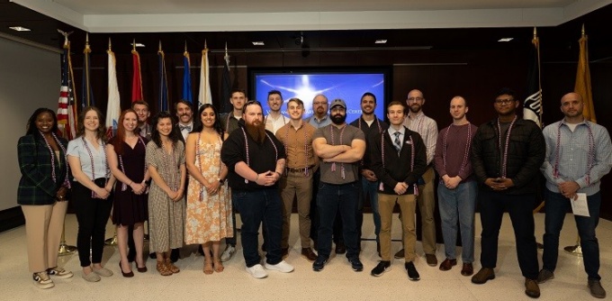 Graduating student veterans during annual cord ceremony. 