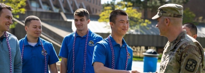 Veteran students are congratulated after the 2022 cord ceremony.