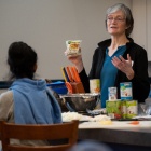 Health Promotion's dietitian, Janice Cochran, educating students about eating well. 