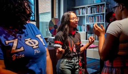 The Intercultural and Diversity Center hosted Taste Thursday: Divine 9 in the Student Union in September 2025. The event highlighted the impact of the Divine 9 organizations have played a pivotal role in African American history and campus life, as well as offered socializing and food. Photographer: Meredith Forrest Kulwicki. 