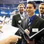 Students at the Career Design Center spring job and internship fair in Alumni Arena. 