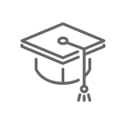 Line drawing of a graduation mortarboard with a tassel. 