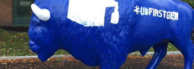UB's Paint-The-Bull is painted with #UBFirstGen. 