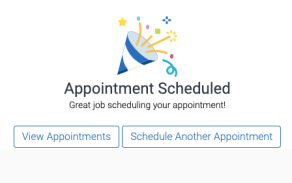 screenshot of successful appointment scheduling. 