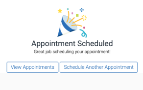 screenshot of successful appointment scheduling.