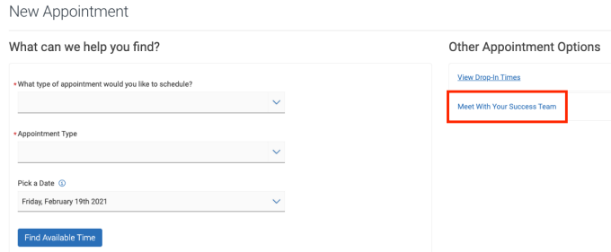 screenshot of scheduling a new appointment screen. 