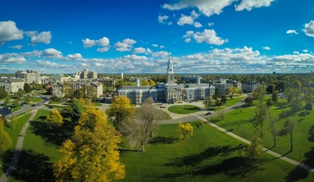 An image of Crosby and Hayes Halls on UB's south campus. 