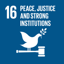 Sustainable Development Goals 16 peace, justice and strong institutions icon. 