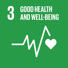 Sustainability Development Goal Three: Good Health and Well-being icon. 