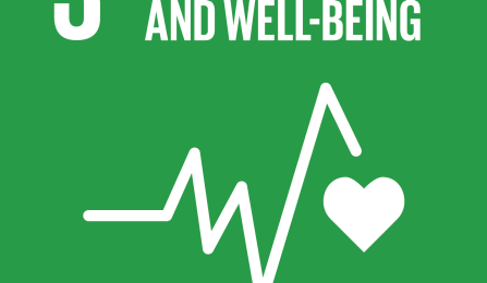 Sustainability Development Goal Three: Good Health and Well-being icon. 