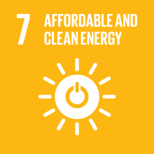 Sustainable Development Goals seven: affordable and clean energy icon. 