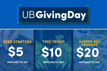 UB giving day ub sustainability special projects fund graphic. 